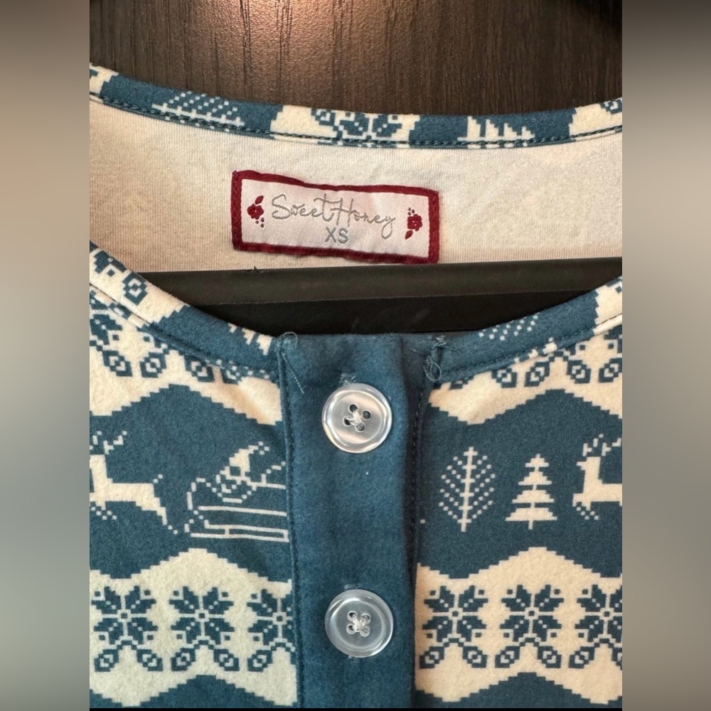 Sweethoney Xs Ladies Teen Lounge Gown Pajamas Sleigh Ride Christmas View 2